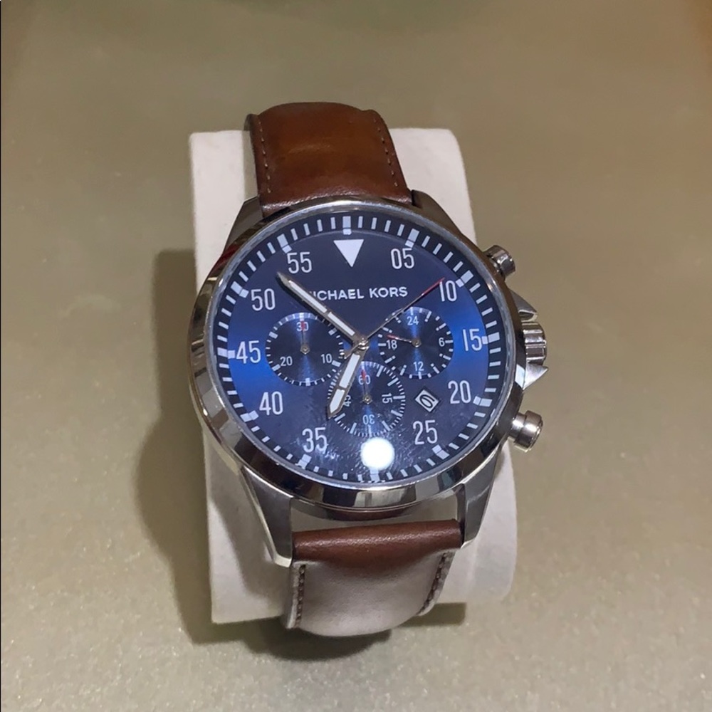 Michael Kors MK8362 brown leather strap watch